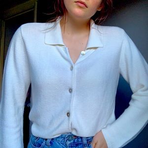 Slightly Off-white Vintage Knit Sweater with Opal